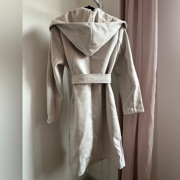 Zara belted soft hooded coat ecru - Picture 3 of 5